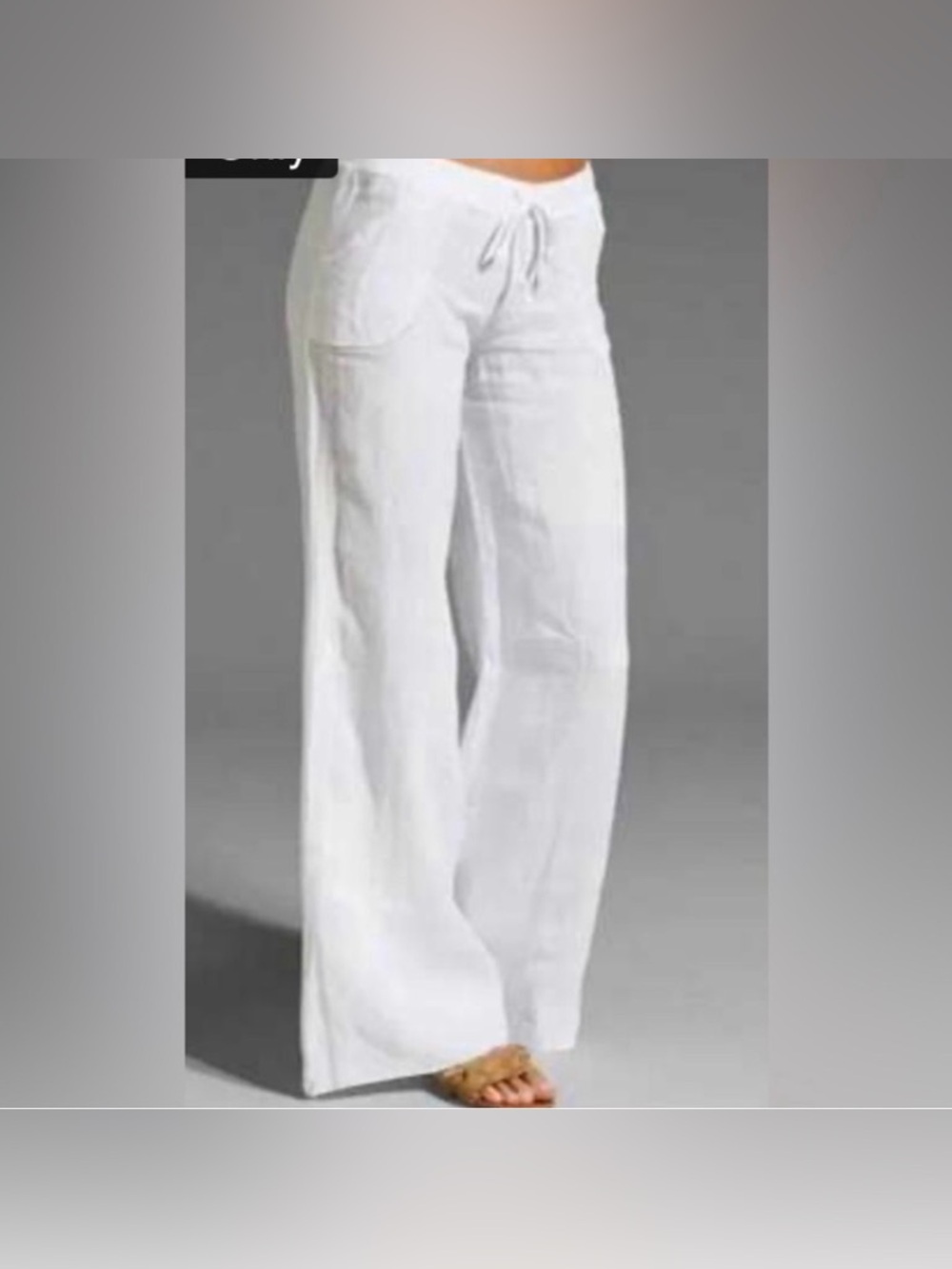 Willi Smith White Drawstring Linen-Blend Beach Comfy Size 10